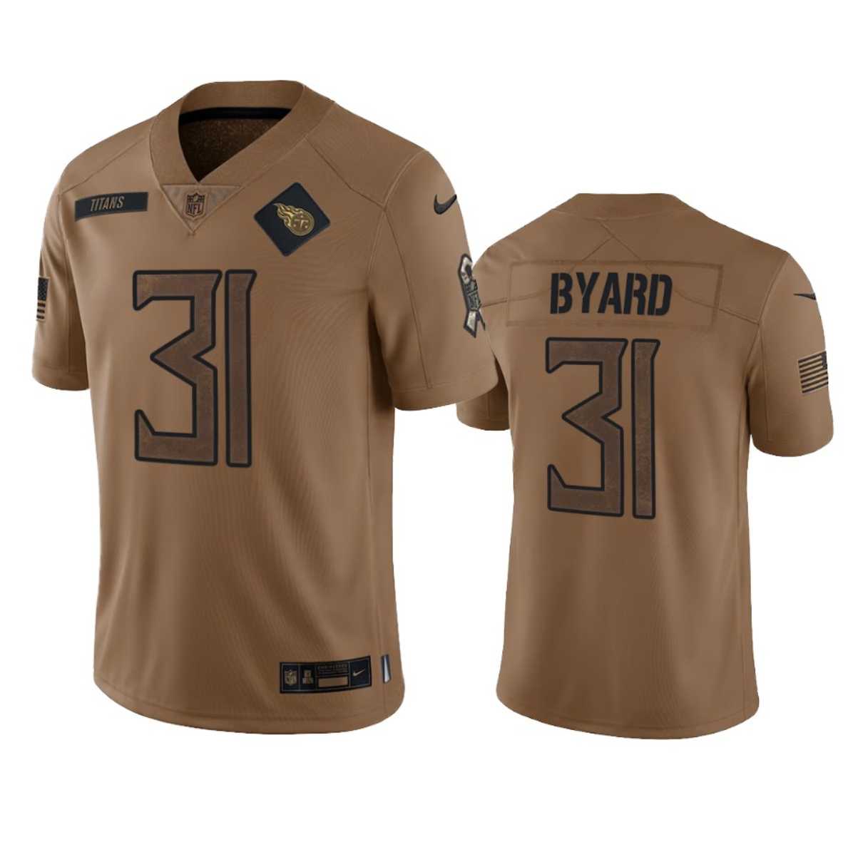 Men%27s Tennessee Titans #31 Kevin Byard 2023 Brown Salute To Service Limited Jersey Dyin